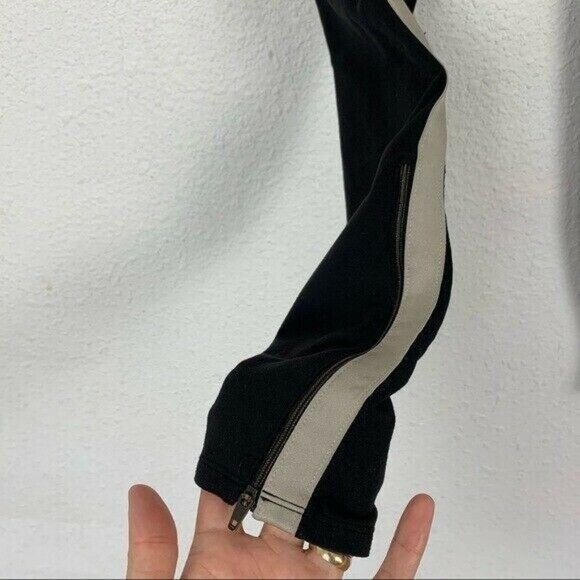 Athleta Black Colorblock Stripe Leggings Stretch Activewear Small Ankle Zipper - Picture 3 of 7